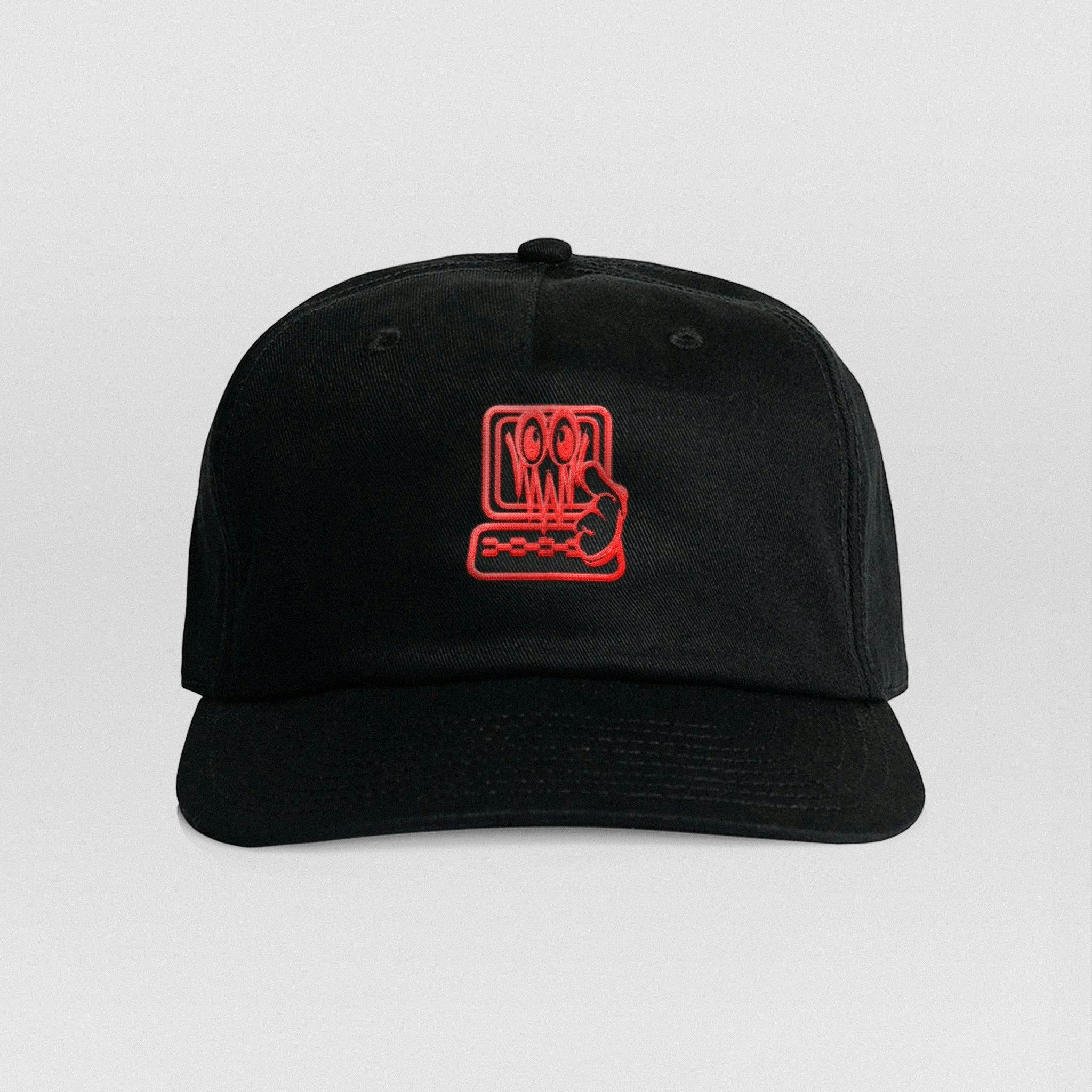 PERSONAL COMPUTER MARKET CRASH Embroidered Black Cap - CrashCap_Front