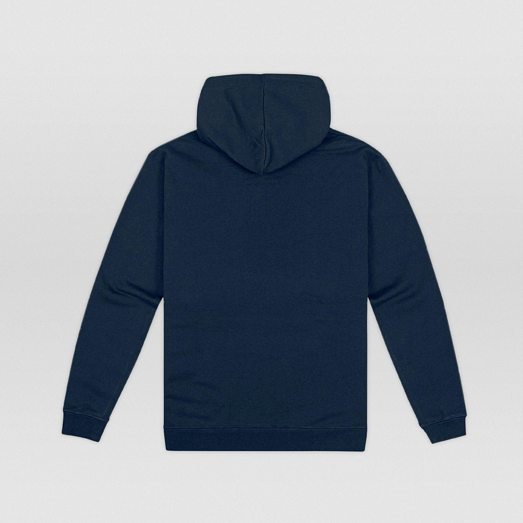 PERSONAL COMPUTER MARKET Puff Print Navy Hoodie - MarketHoodieBack